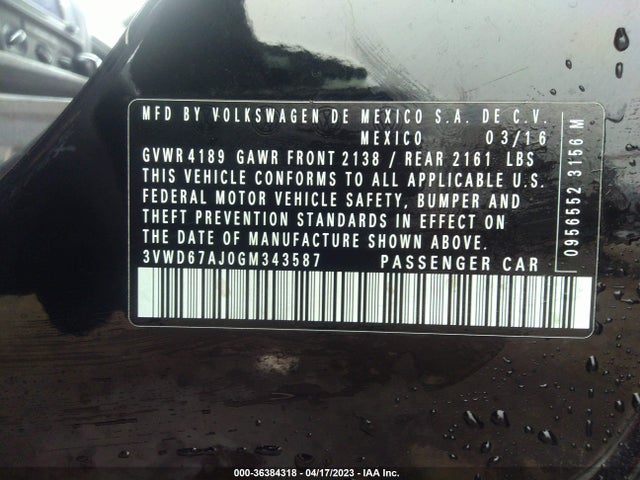3VWD67AJ0GM343587 Volkswagen Jetta Sedan 1.4t Se