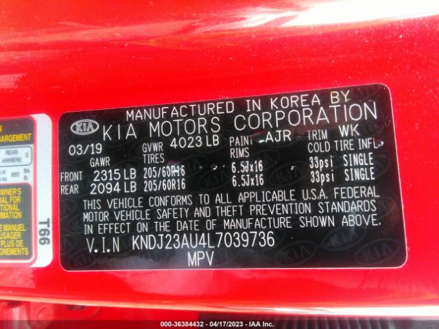 KNDJ23AU4L7039736 KIA SOUL S