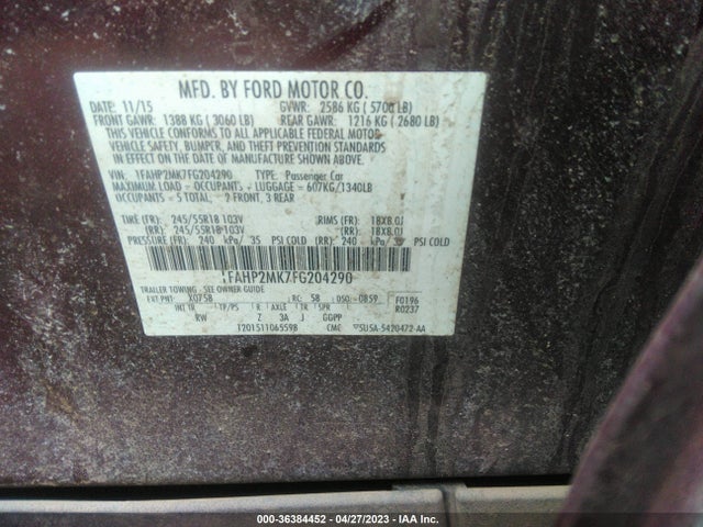 Ford SEDAN POLICE INTERCEPTOR 2015 1FAHP2MK7FG204290 Image 10