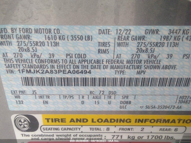 2023 Ford Expedition, VIN: 1FMJK2A83PEA06494