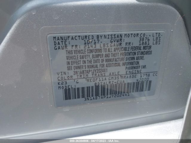 3N1AB7AP1JY202441 Nissan SENTRA SR