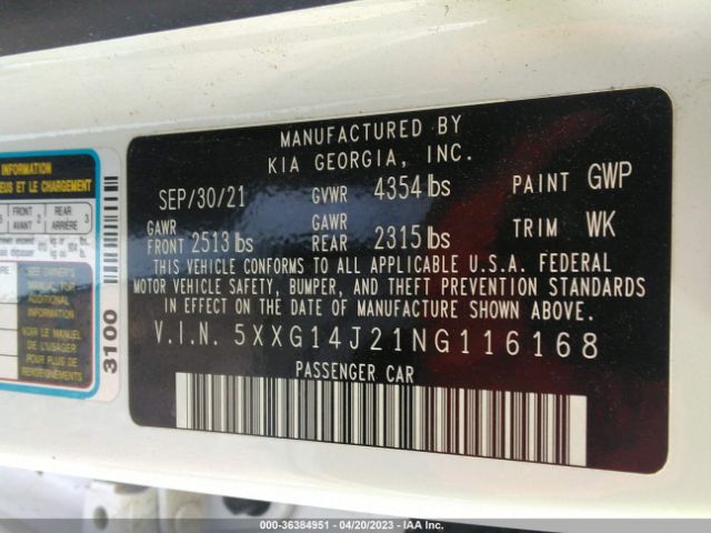 5XXG14J21NG116168 KIA K5 LXS