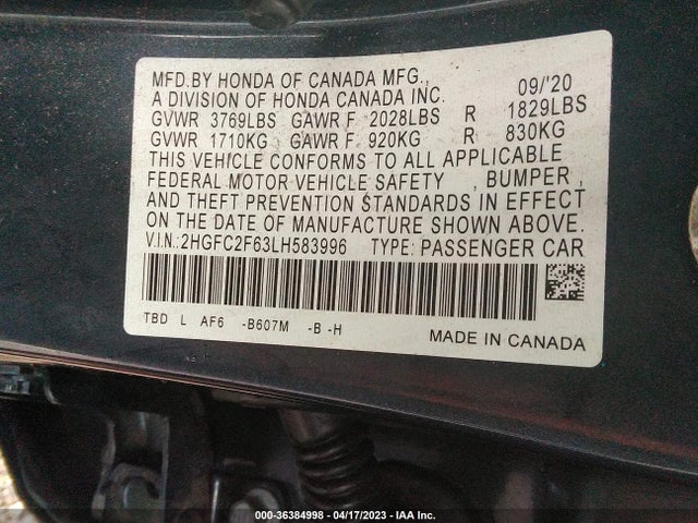 Honda Civic Sedan Lx 2020 2HGFC2F63LH583996 Image 9