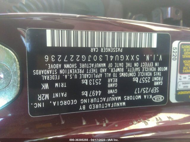 5XXGU4L30JG227236 KIA OPTIMA EX
