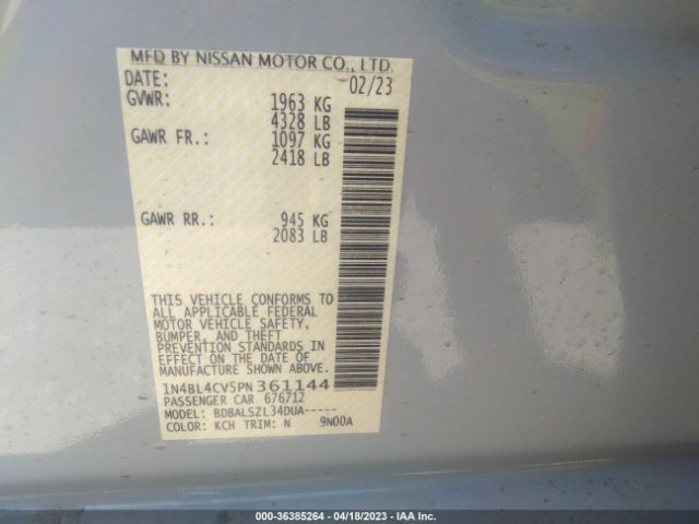 1N4BL4CV5PN361144 Nissan Altima 2.5 Sr
