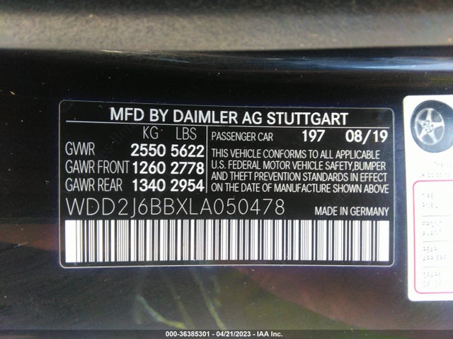 2020 Mercedes-Benz CLS-Class, VIN: WDD2J6BBXLA050478