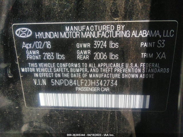 Hyundai ELANTRA SEL 2018 5NPD84LF2JH342734 Image 10