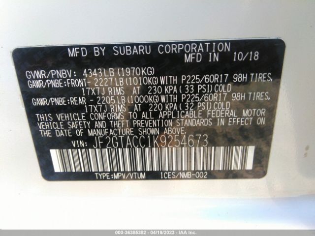 JF2GTACC1K9254673 Subaru Crosstrek Premium