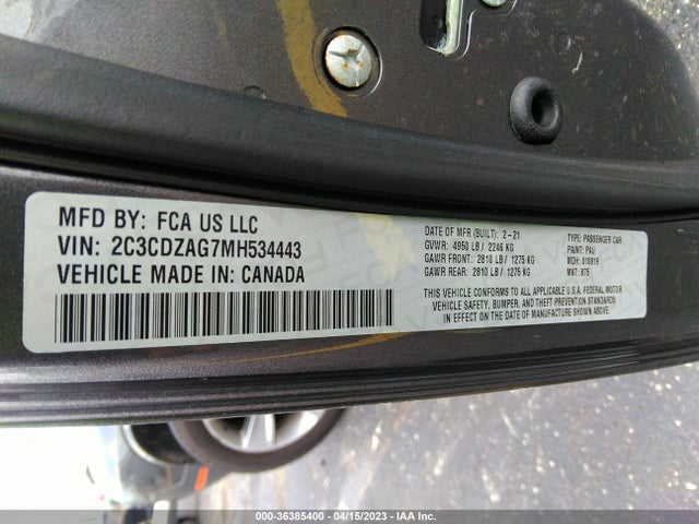 Dodge Challenger Sxt 2021 2C3CDZAG7MH534443 Image 9