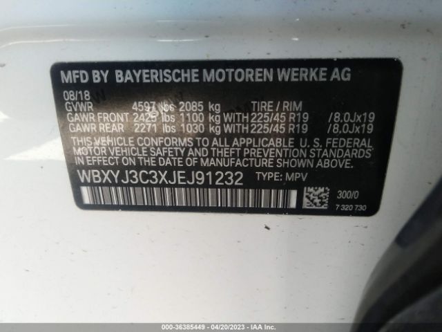 WBXYJ3C3XJEJ91232 BMW X2 Sdrive28i
