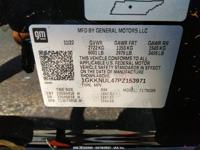 1GKKNUL47PZ153971 GMC ACADIA SLT