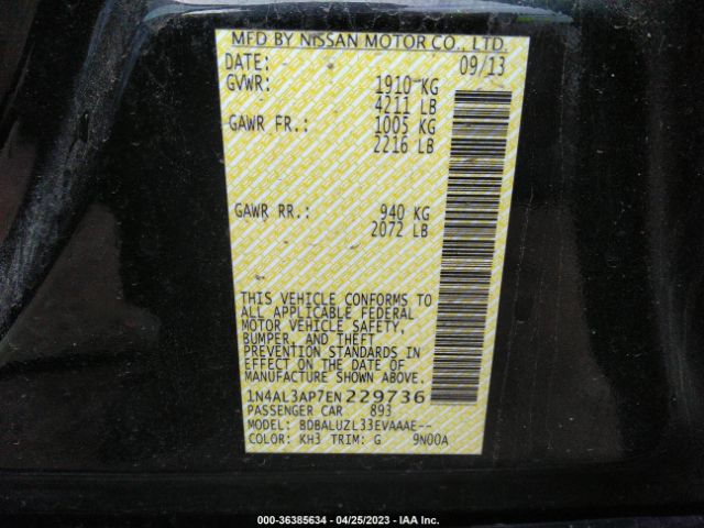 1N4AL3AP7EN229736 Nissan Altima 2.5 Sv