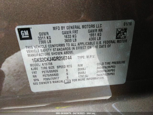 1GKS2CKJ4GR256744 GMC YUKON DENALI