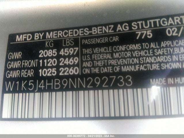 2022 Mercedes-Benz CLA-Class, VIN: W1K5J4HB9NN292733