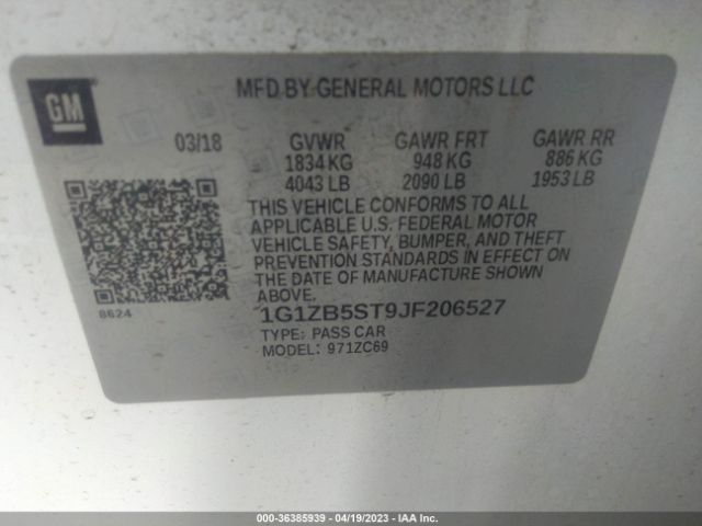 Chevrolet MALIBU LS 2018 1G1ZB5ST9JF206527 Image 10