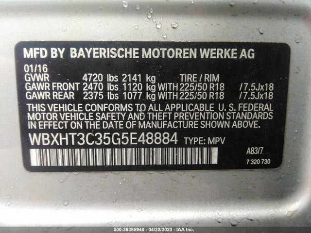 2016 BMW X1 XDRIVE28I VIN: WBXHT3C35G5E48884