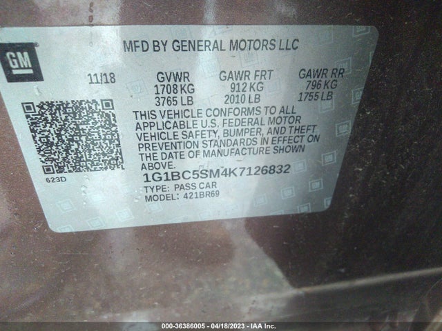 Chevrolet CRUZE LS 2019 1G1BC5SM4K7126832 Image 9