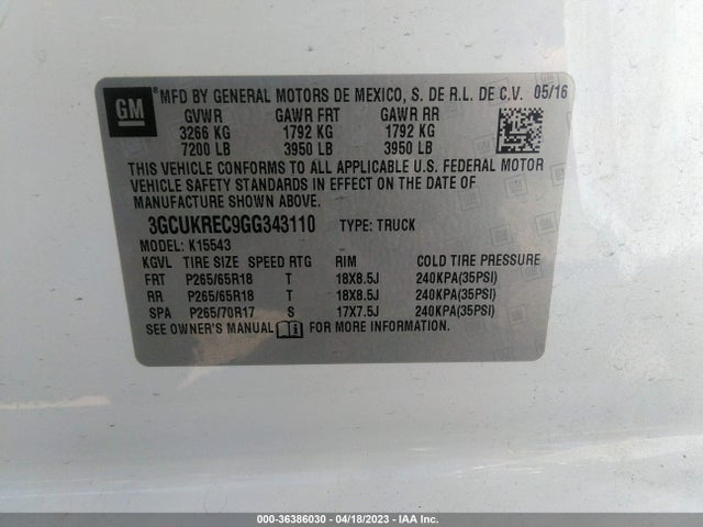 Chevrolet Silverado 1500 Lt 2016 3GCUKREC9GG343110 Image 10