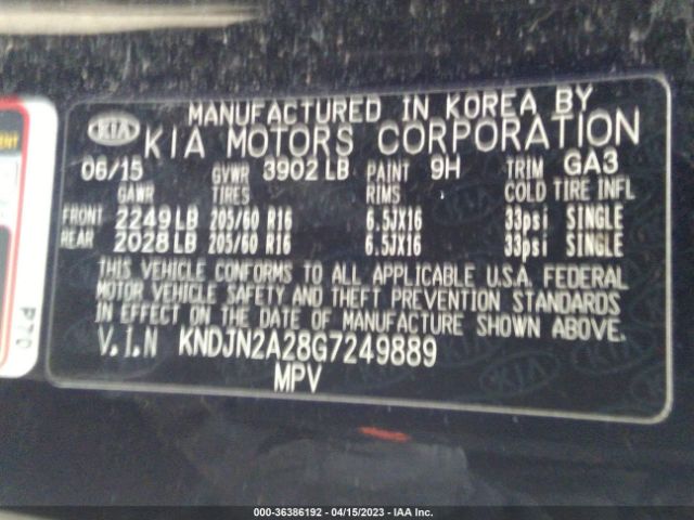 KNDJN2A28G7249889 KIA Soul Base