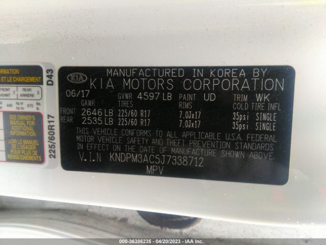 KNDPM3AC5J7338712 KIA Sportage Lx