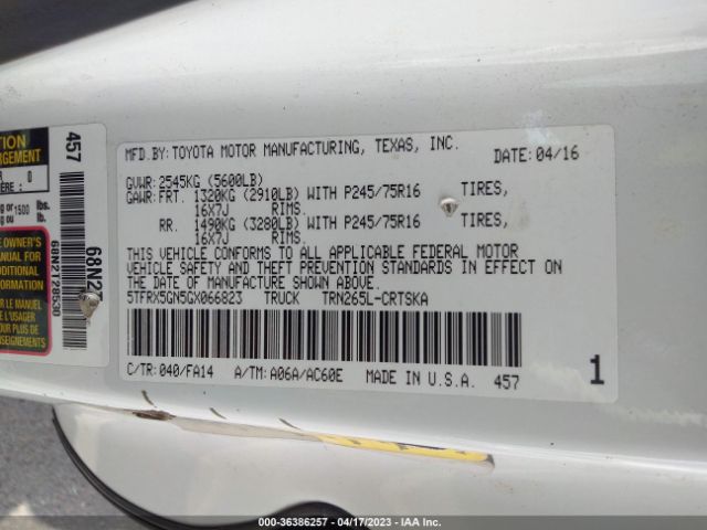Toyota Tacoma Sr/sr5 2016 5TFRX5GN5GX066823 Image 11