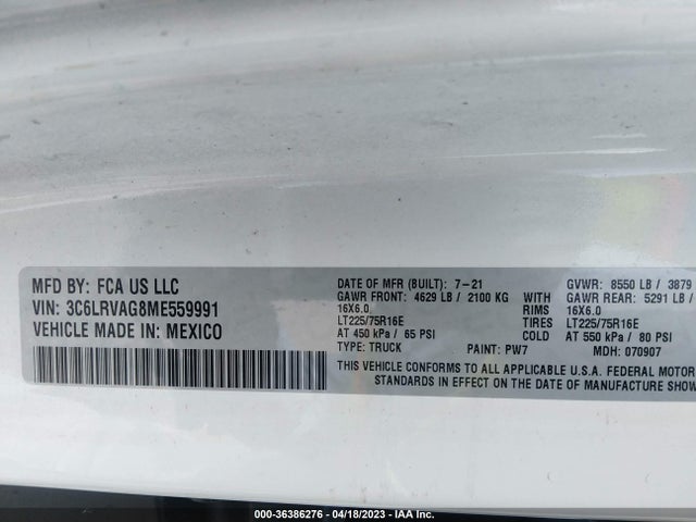 RAM Promaster Cargo Van 2021 3C6LRVAG8ME559991 Image 11