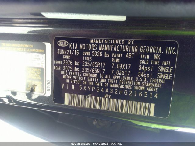 5XYPG4A32HG216514 KIA SORENTO LX