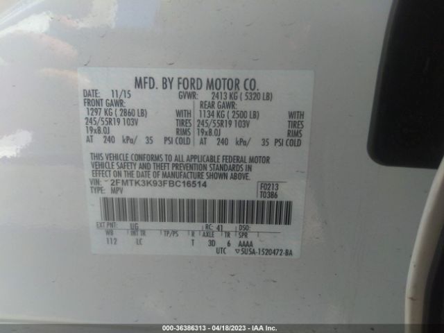 2FMTK3K93FBC16514 Ford Edge Titanium