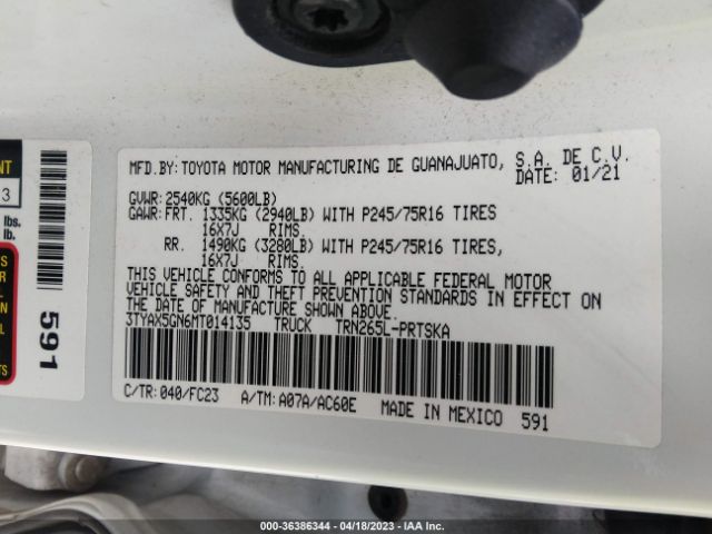 Toyota Tacoma 2wd Sr/sr5 2021 3TYAX5GN6MT014135 Image 9