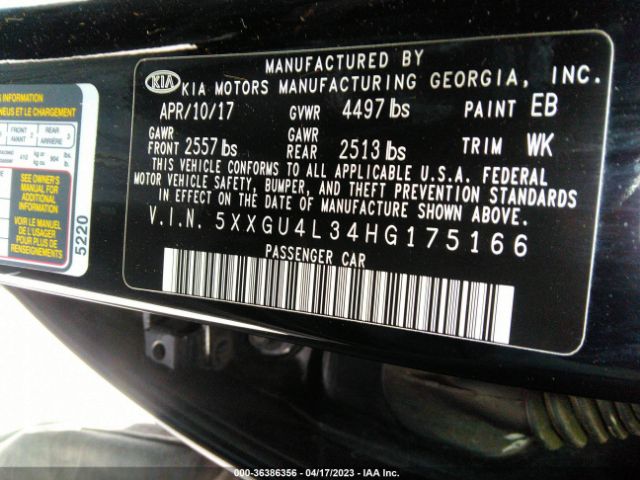 5XXGU4L34HG175166 KIA OPTIMA EX