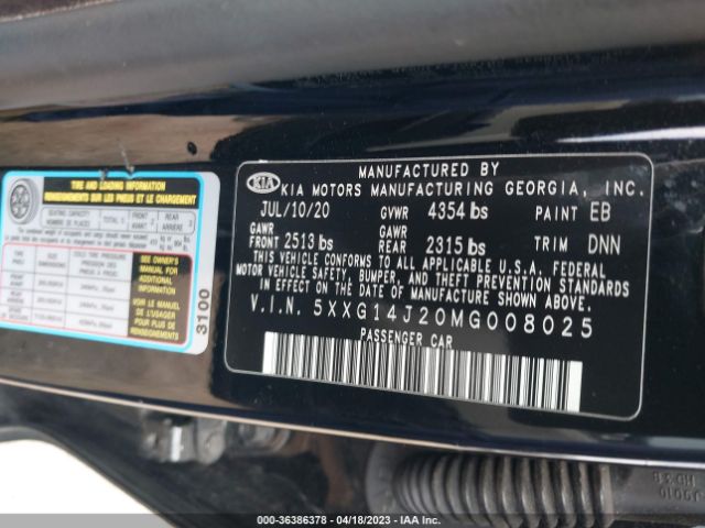 5XXG14J20MG008025 KIA K5 LXS