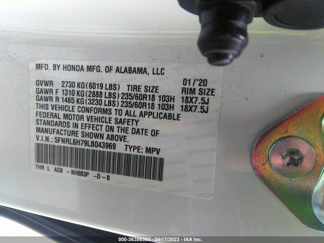 Honda Odyssey Ex-l 2020 5FNRL6H79LB043969 Image 11