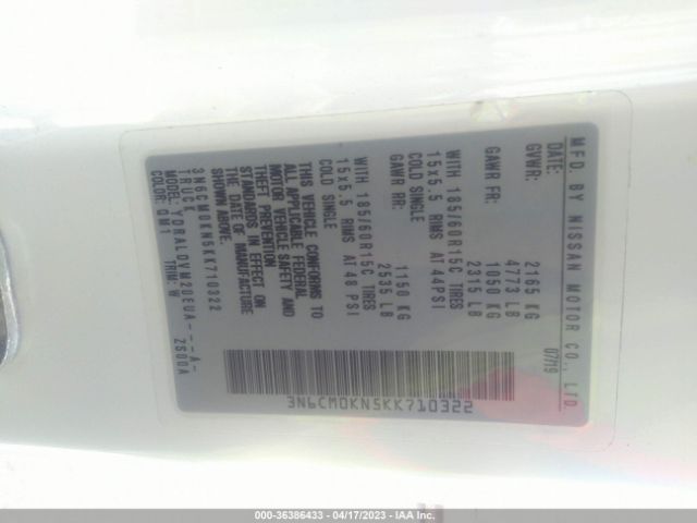 3N6CM0KN5KK710322 Nissan Nv200 Compact Cargo S