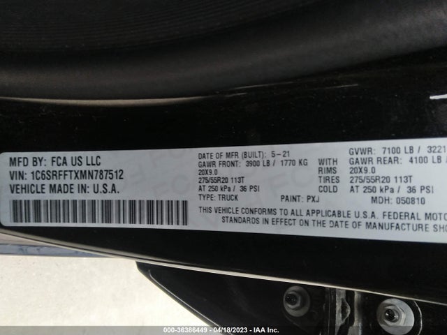 RAM 1500 Lone Star 2021 1C6SRFFTXMN787512 Image 9