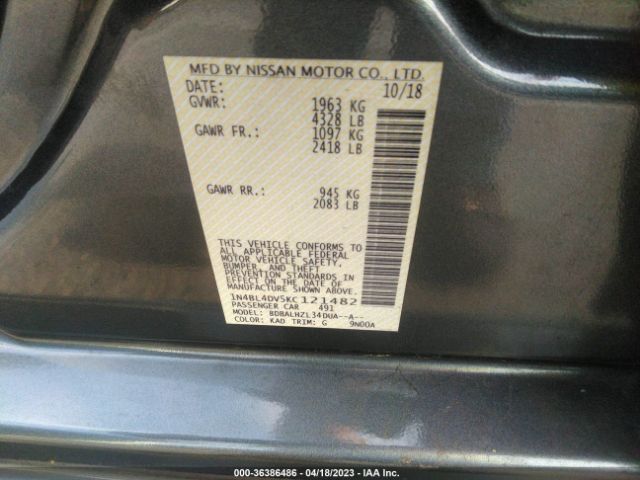 1N4BL4DV5KC121482 Nissan Altima 2.5 Sv