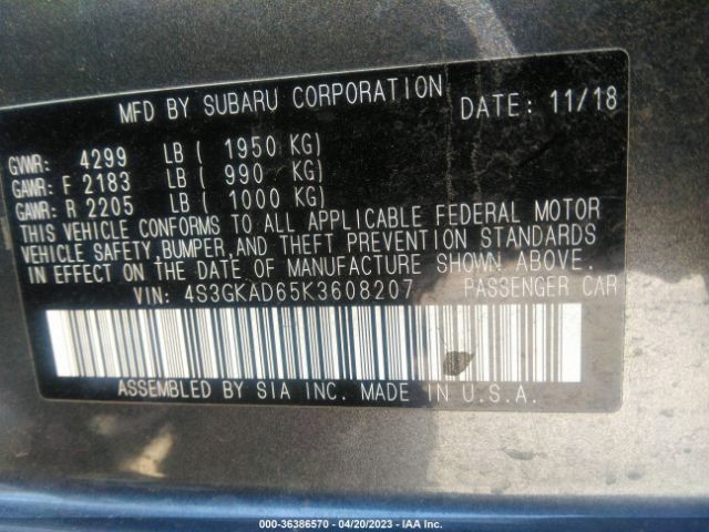 4S3GKAD65K3608207 Subaru Impreza Premium