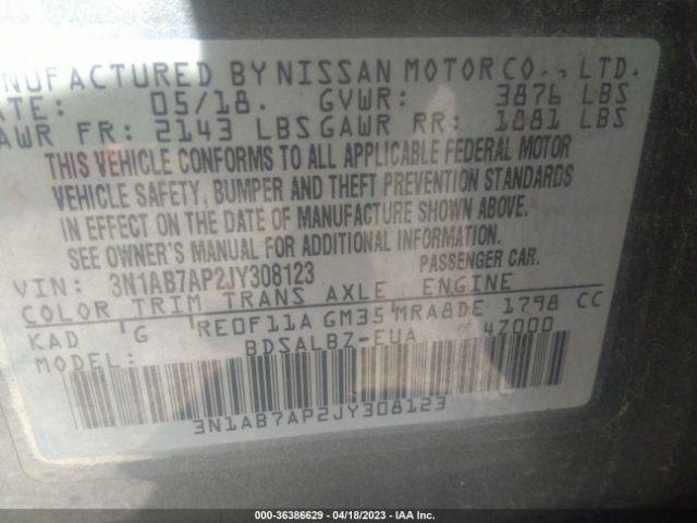 3N1AB7AP2JY308123 Nissan SENTRA S