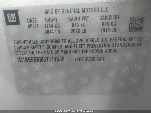 Chevrolet CRUZE LT 2018 1G1BE5SM8J7111548 Image 14