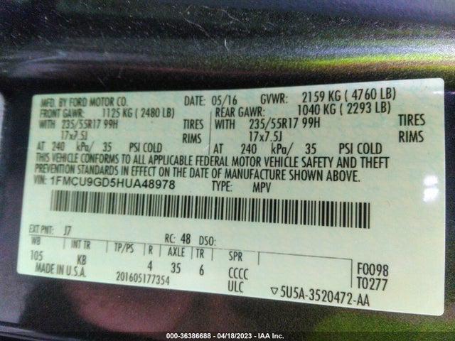 Ford ESCAPE SE 2017 1FMCU9GD5HUA48978 Image 11