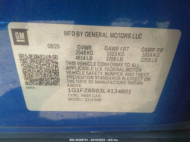 Chevrolet Bolt Ev Premier 2020 1G1FZ6S03L4134801 Image 9