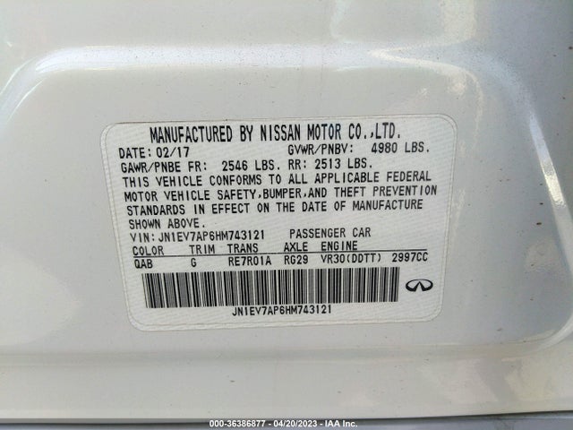 JN1EV7AP6HM743121 Infiniti Q50 3.0t Premium