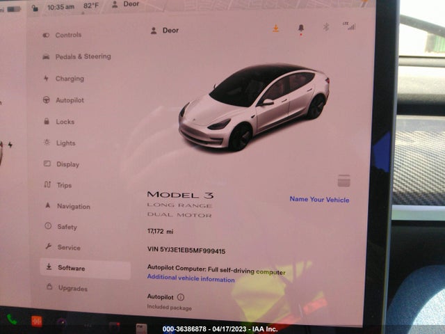 Tesla Model 3 Long Range 2021 5YJ3E1EB5MF999415 Image 7