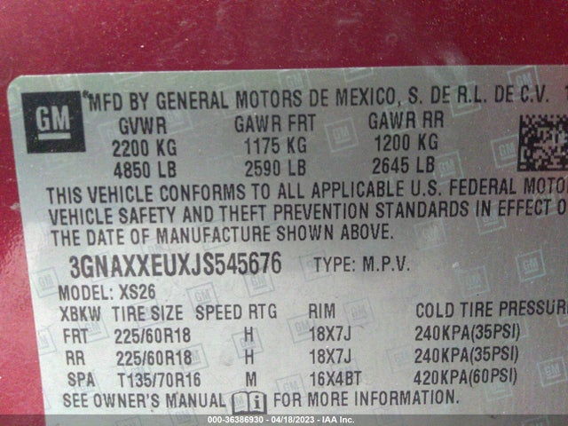 Chevrolet Equinox Premier 2018 3GNAXXEUXJS545676 Image 9