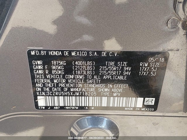Honda HR-V EX 2018 3CZRU5H5XJM718205 Image 9