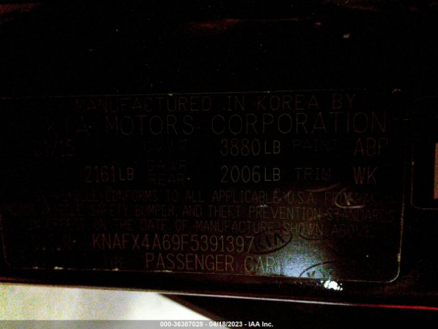 KNAFX4A69F5391397 KIA FORTE LX