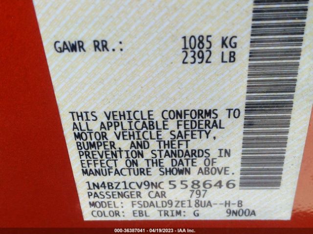 1N4BZ1CV9NC558646 Nissan Leaf Sv Plus