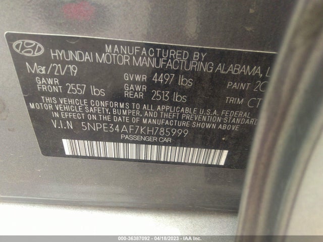 Hyundai SONATA SEL 2019 5NPE34AF7KH785999 Image 11