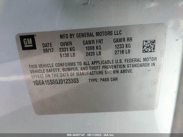 Cadillac CTS-V SEDAN 2018 1G6A15S60J0123303 Image 9