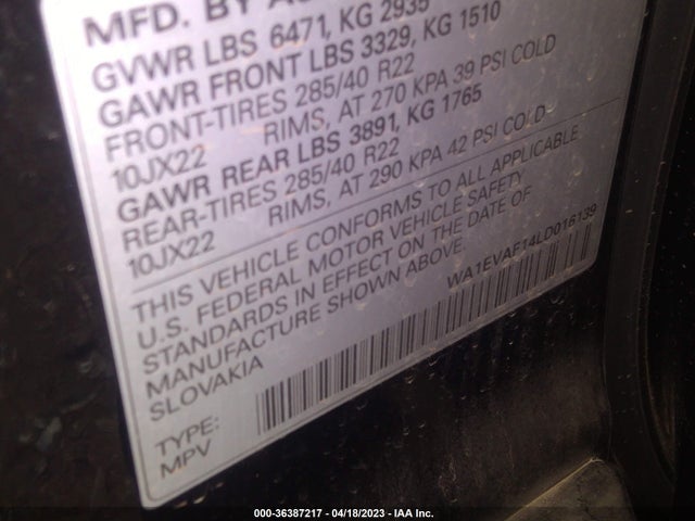 WA1EVAF14LD016139 Audi Q8 Premium Plus