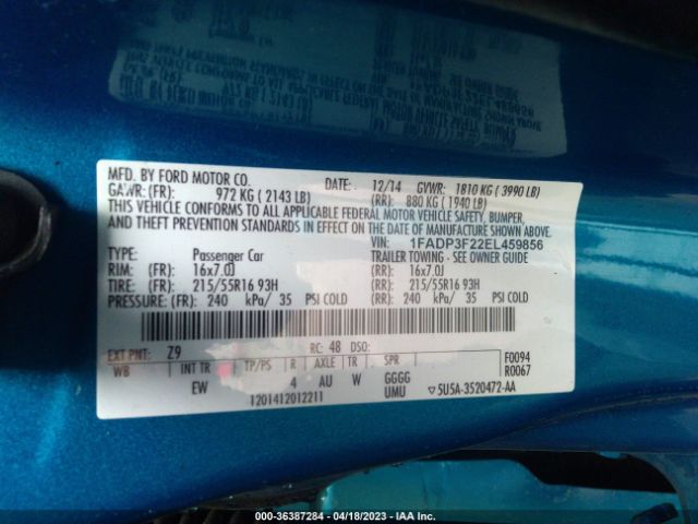 1FADP3F22EL459856 Ford FOCUS SE